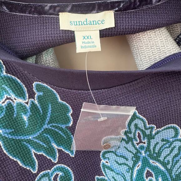 Sundance Kelly Gretchen Thermal Shirt Sz XXL Navy Blue Paisley Boho Western - Picture 6 of 8